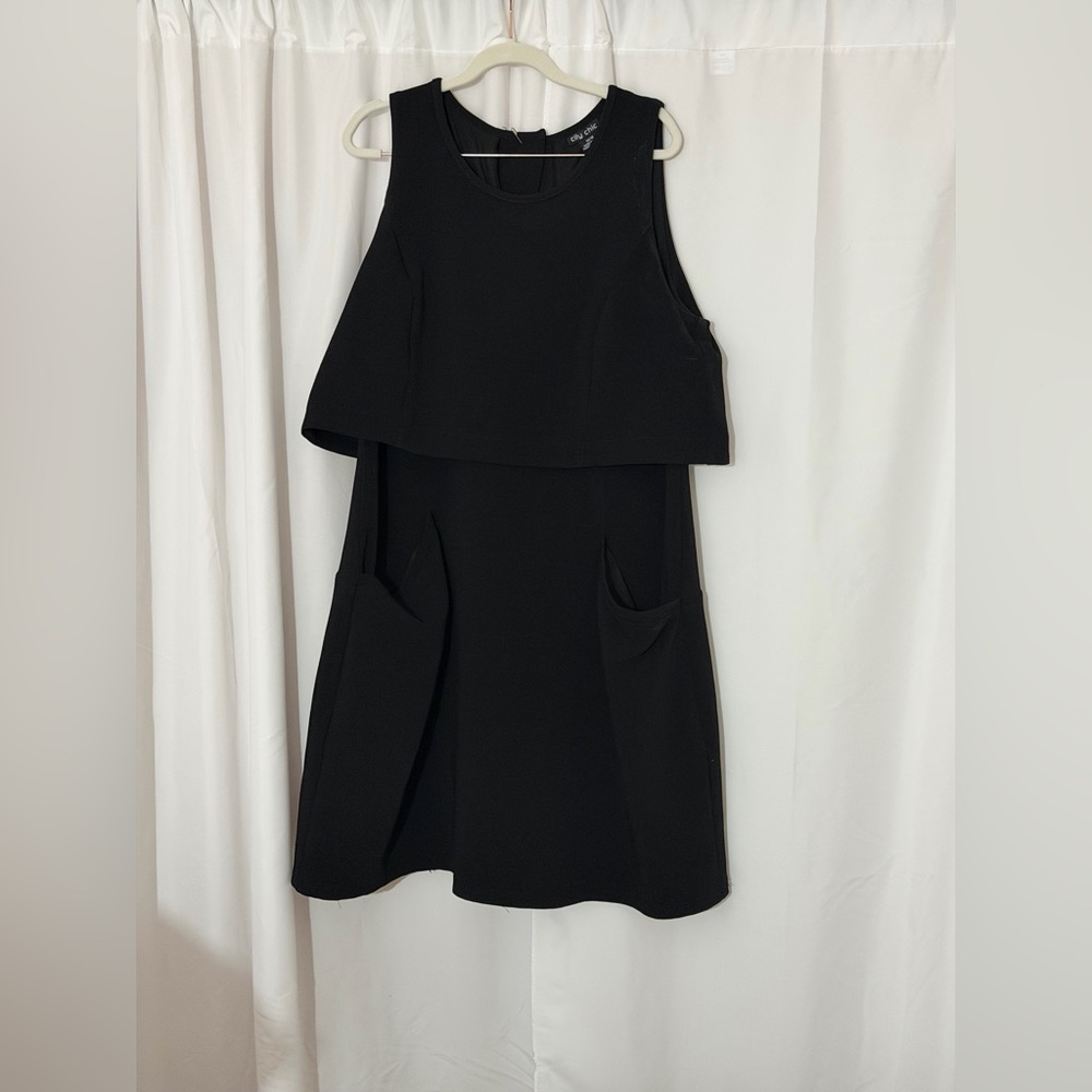 City Chic Black Layered Mini Dress